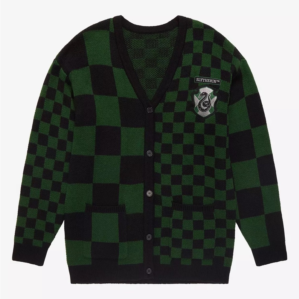 ON HOLD Slytherin Boxlunch Green and Black Checkered Cardigan 🐍🖤💚 - Picture 6 of 7